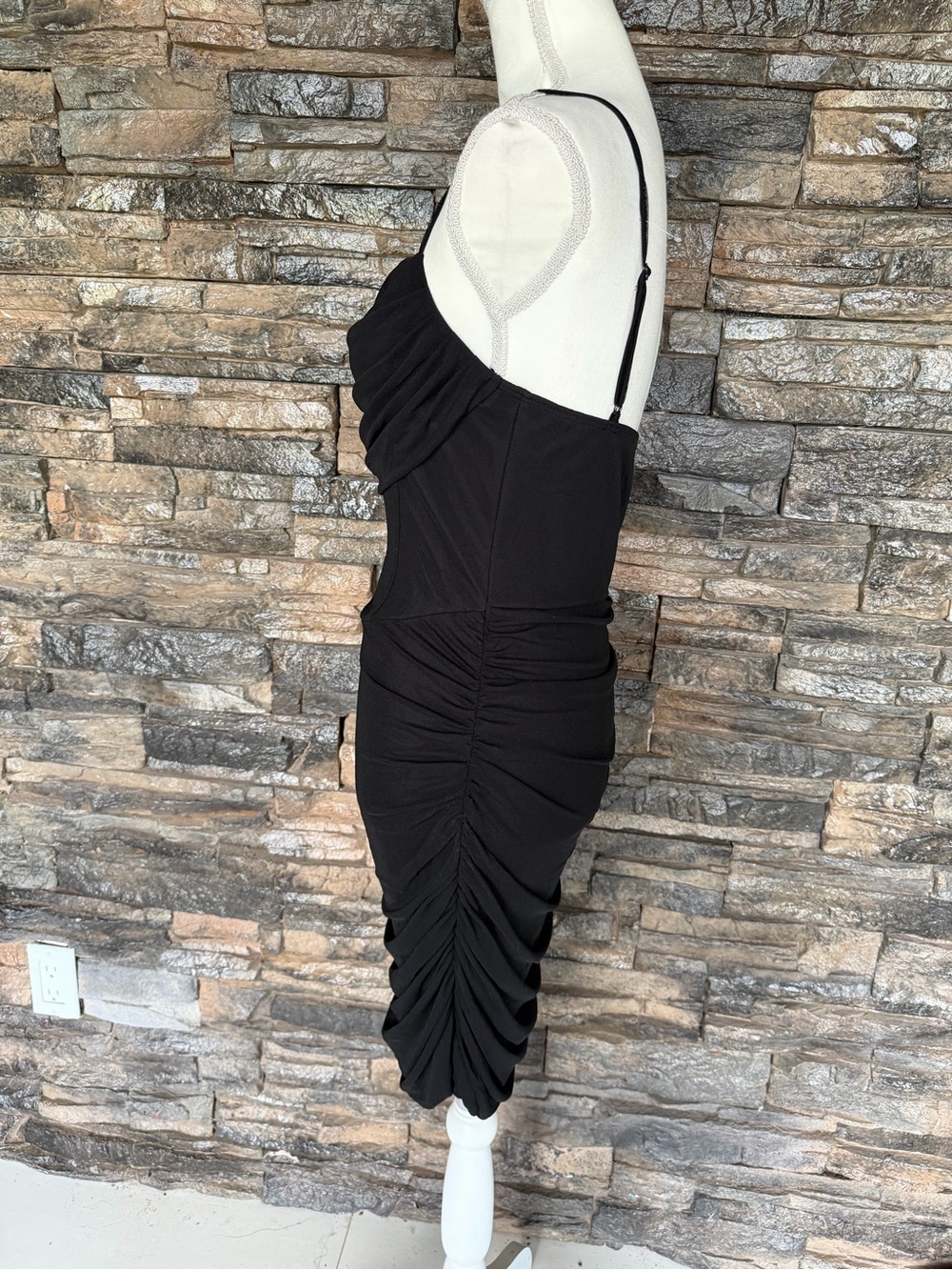 SHEIN Black Ruched Mesh Midi Skirt - Picture 8 of 12